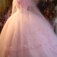Light pink off-the-shoulder fitted waist ball gown/bridal dress R7274
