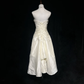 White tube top waist slim design pleated irregular mid-length skirt homecoming dress R4929