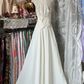 White halterneck lace sleeveless slim waist elegant long ball gown R6142