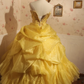 Yellow strapless fitted waist ball gown/bridal dress R7254