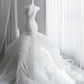 Off-white strapless fitted waist slim hip sexy long ball gown R8437