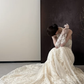 White halter neck lace waist slim elegant fishtail sexy long dress bridal gown R6063