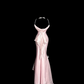 Light pink halter-neck fitted bodycon sexy ball gown R8111