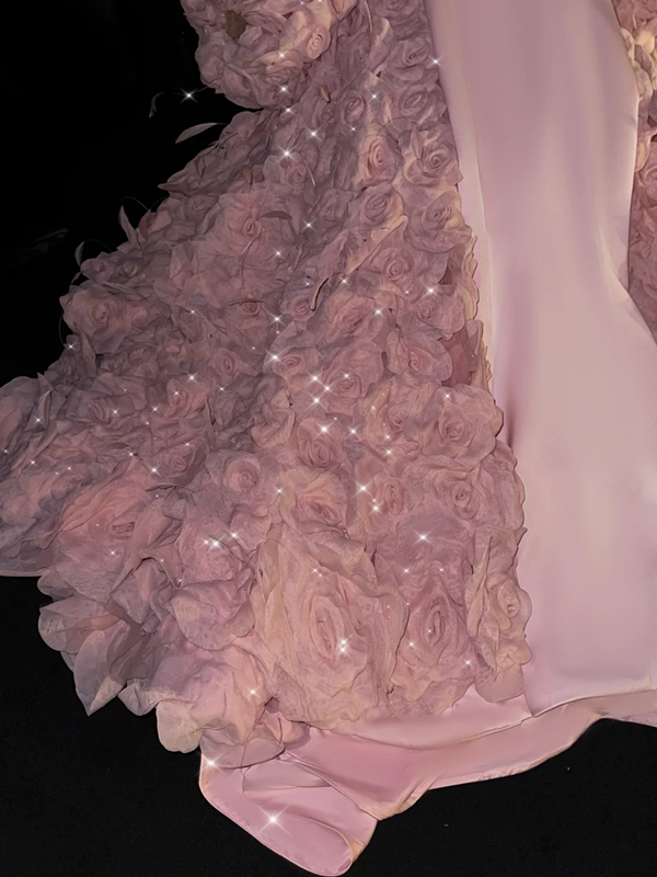 Light pink halter-neck fitted long ball gown/bridal dress R8808