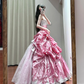 Pink strapless fitted waist slim-fitting ball gown/bridal dress R8625