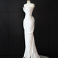 White satin strapless fitted long ball gown/bridal dress R8958