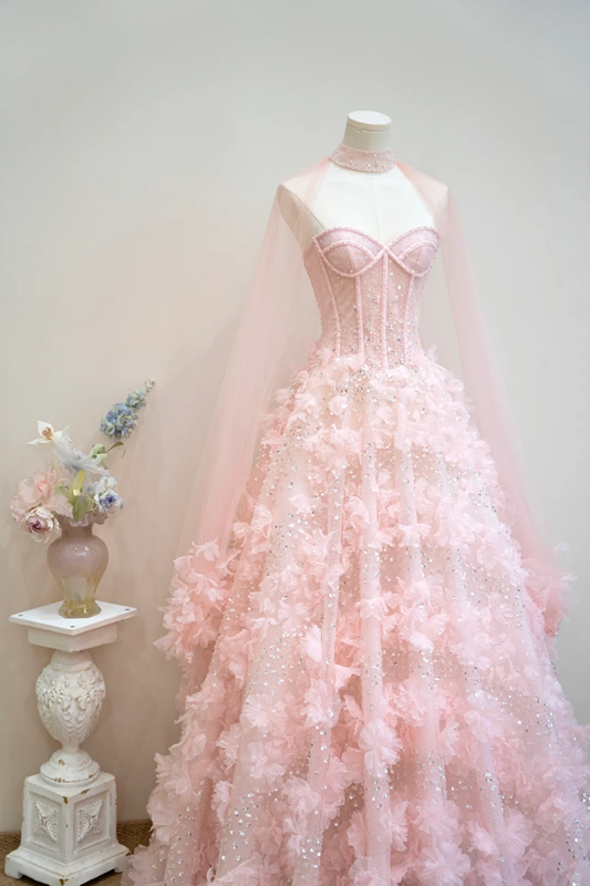 Light pink strapless fitted waist long ball gown/bridal dress R8898