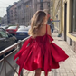 Red suspender waist puffy princess skirt homecoming dress R5591