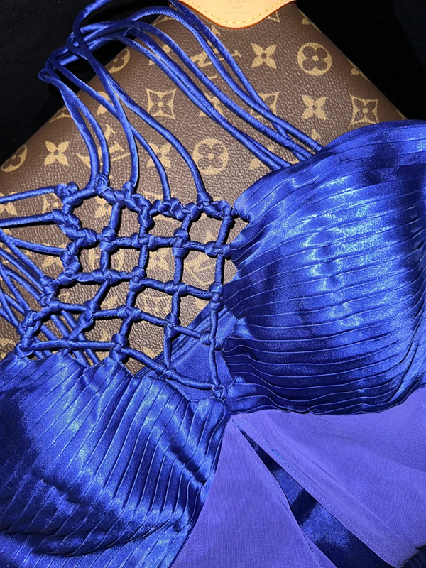 Gradient purple halter-neck high-waisted fairy-like long ball gown R6941