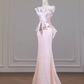 Light pink strapless, fitted, bodycon long ball gown/bridal dress R8262