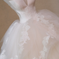 White tube top waist fluffy tulle skirt bridal dress R5708