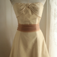 Retro light yellow strapless fitted A-line long ball gown R6781