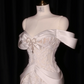 White off-the-shoulder fitted waist bodycon long ball gown/bridal dress R8928