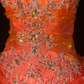 Orange halter-neck fitted long elegant ball gown R8685