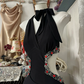 Black halter neck sexy backpack hip maxi ball gown R6183