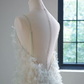 Light green halter-neck long elegant ball gown with fairy-like charm R8467