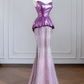 Purple strapless fitted bodice and light purple bodycon sexy skirt set for a prom dress R8242