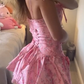Pink Floral Spaghetti‑Strap Ruched Waist Bodycon Mini Homecoming Dress R5452