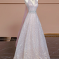 Light pink V-neck fitted A-line skirt rhinestone long ball gown/bridal dress R8292