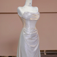 Light champagne-colored strapless fitted long ball gown, bridal dress R8349