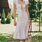 White square neck slim waist sexy fishtail skirt homecoming dress R4562