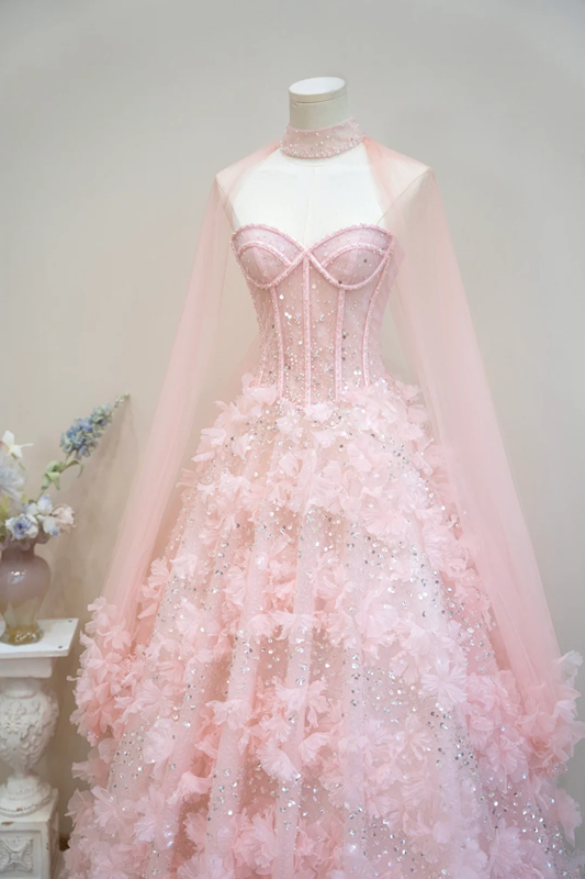 Light pink strapless fitted waist long ball gown/bridal dress R8898
