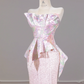Light pink strapless, fitted, bodycon long ball gown/bridal dress R8262