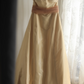 Retro light yellow strapless fitted A-line long ball gown R6781