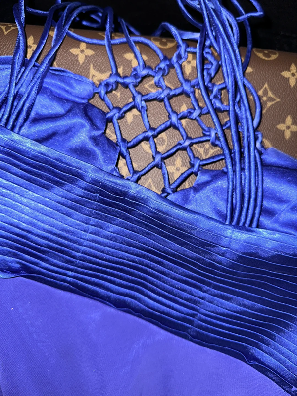 Gradient purple halter-neck high-waisted fairy-like long ball gown R6941