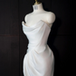 White satin strapless fitted long ball gown/bridal dress R8958