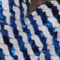 Blue and white striped sequined halter neck sexy short ball gown R6981