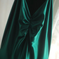 Green satin halter-neck, cinched waist, backless, sexy bodycon long ball gown R6742
