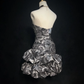 Gray design pattern tube top waist slim fit flower bud skirt short skirt homecoming dress R4970