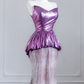 Purple strapless fitted bodice and light purple bodycon sexy skirt set for a prom dress R8242