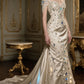 Brown satin waist slim fit sexy dress, prom dress R5352