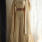 Retro light yellow strapless fitted A-line long ball gown R6781
