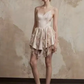 Beige suspenders waist sexy design irregular skirt short skirt homecoming dress R4848
