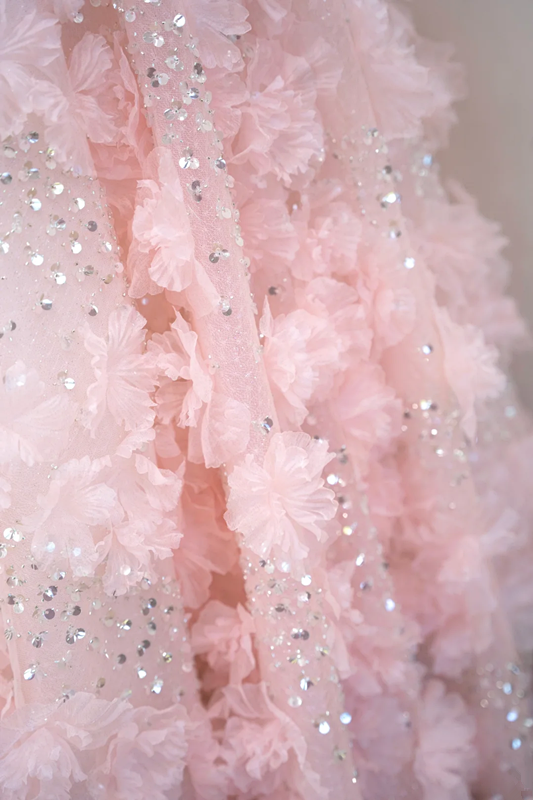 Light pink strapless fitted waist long ball gown/bridal dress R8898