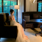 Apricot Halter Neck Waist-Cinched Fitted Floor-Length Elegant Prom Dress R7101