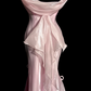 Light pink halter-neck fitted bodycon sexy ball gown R8111