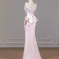 Light pink strapless, fitted, bodycon long ball gown/bridal dress R8262