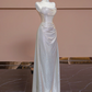Light champagne-colored strapless fitted long ball gown, bridal dress R8349