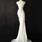 White satin strapless fitted long ball gown/bridal dress R8958