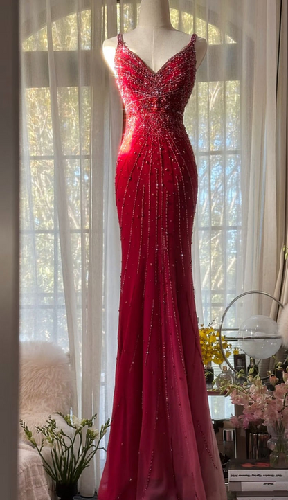 Pink halter-neck fitted bodycon long ball gown R6542