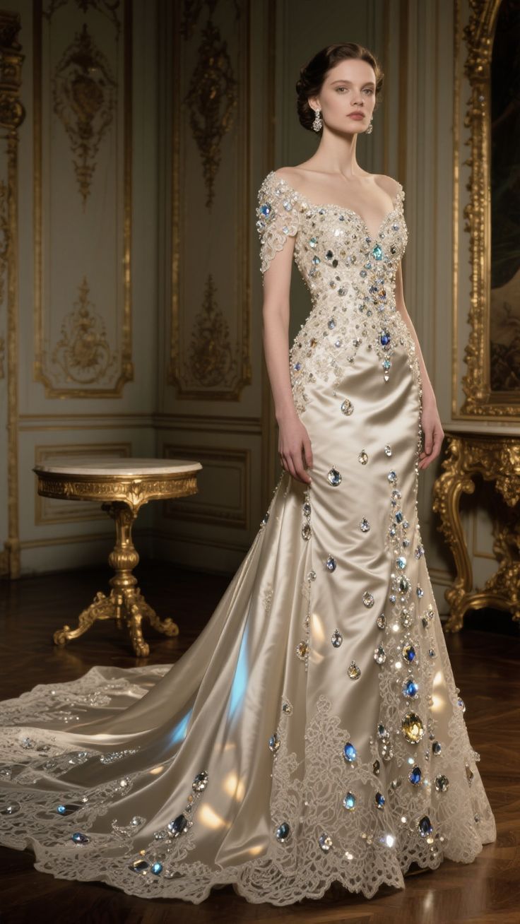 Brown satin waist slim fit sexy dress, prom dress R5352