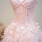 Light pink strapless fitted waist long ball gown/bridal dress R8898