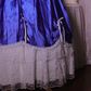 Blue square-neck floor-length ball gown with a cinched waist and slim fit; bridal gown R7294