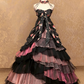 Black strapless fitted waist princess skirt ball gown/bridal dress R7234