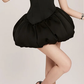 Black suspenders waist slim fit high-end flower bud satin skirt short skirt homecoming dress R4482