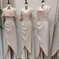 Champagne satin slim waist slimming elegant ball gown, bridesmaid dress R5983